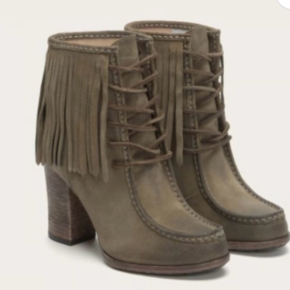 Frye Parker Fringe Ankle Boots Size 9.5M